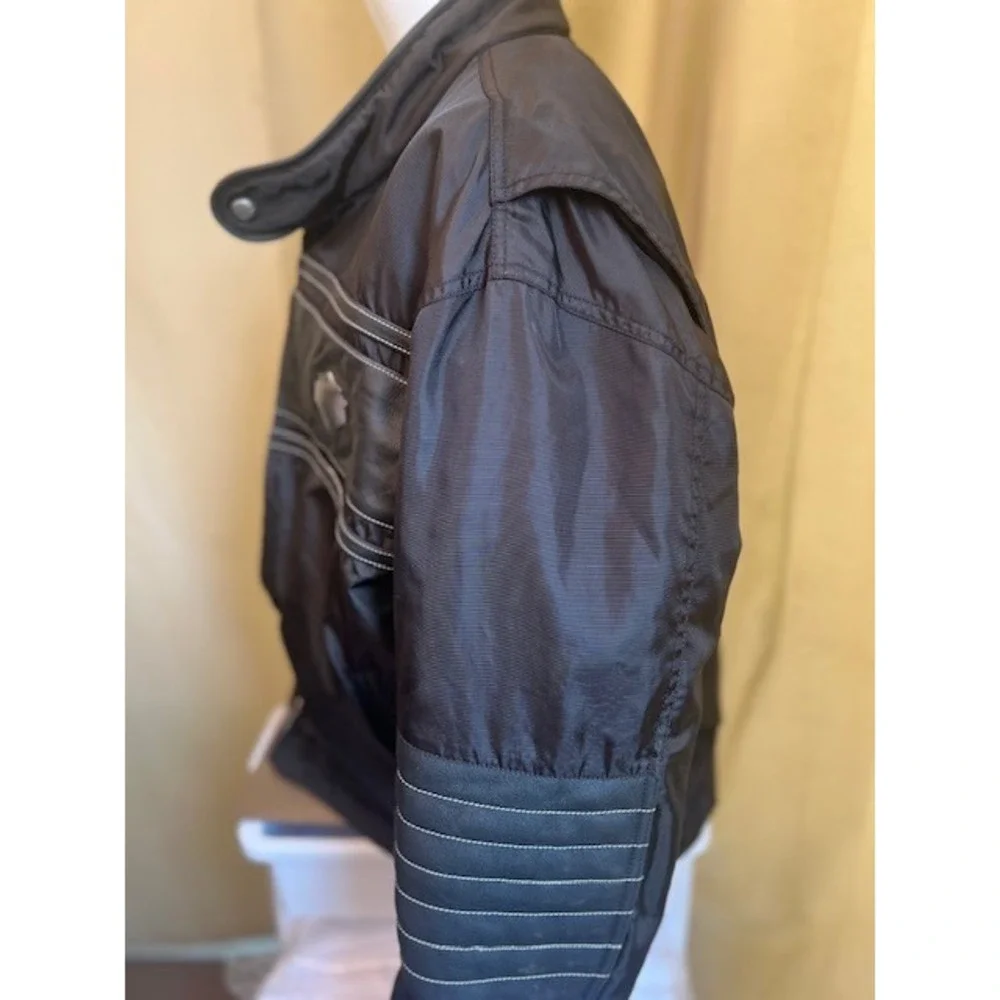 Harley-Davidson Motorcycle Jacket Mens XL Black Good Nylon Leather Trim Zip